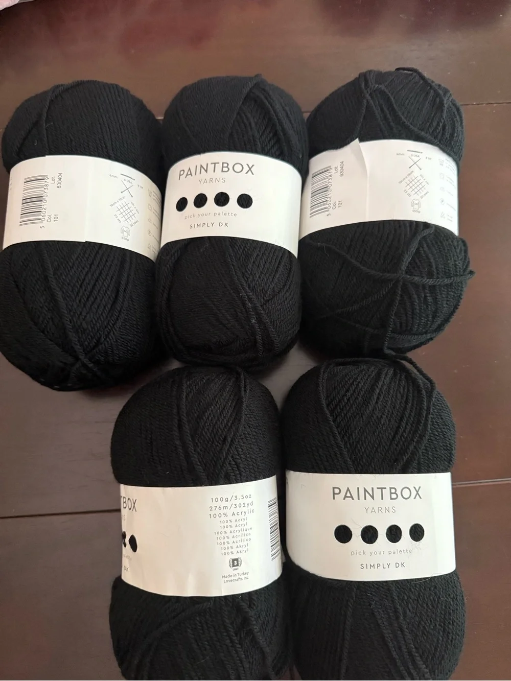 Paintbox Black Yarn - 5 Skeins